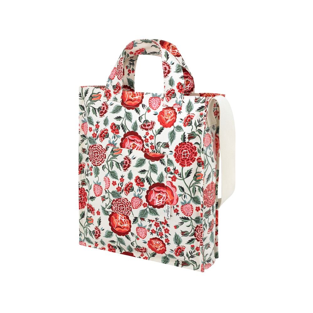  Túi đeo vai /Organic Cotton Tall Tote - Strawberry Garden  - Cream/Pink 
