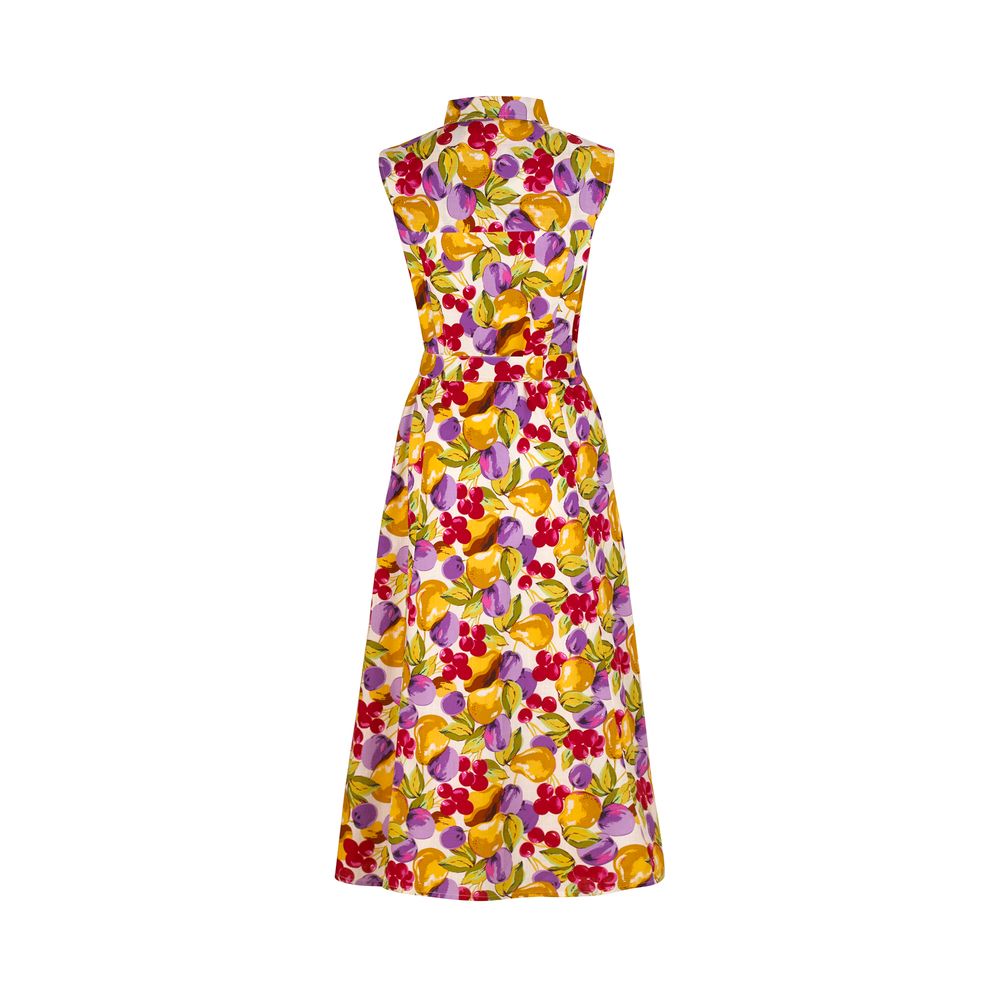 Đầm/Sleeveless Midi Shirt Dress - Small Painted Fruit - Warm Cream 