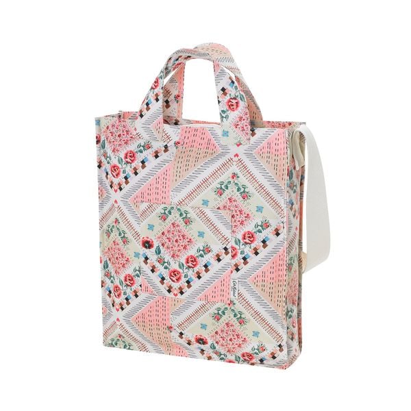  Túi đeo vai /Organic Cotton Tall Tote - Patchwork - Cream/Pink 