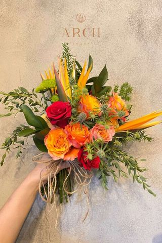 Hoa Cưới Tone Cam Nâu A0244