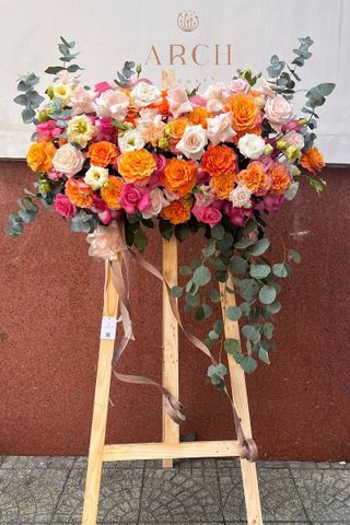 Kệ Hoa Chúc Mừng Khai Trương Tone Cam Vàng Rực Rỡ A0202