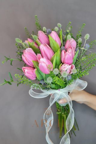 Hoa Cưới Tulip Hồng Đẹp A0192