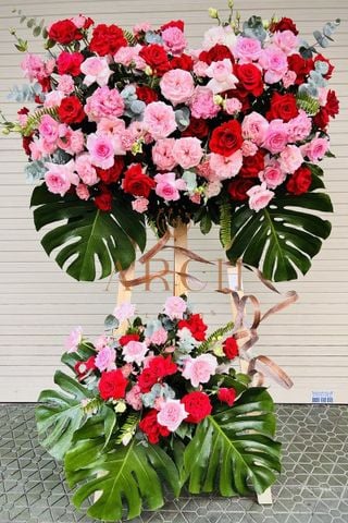 Kệ Hoa Khai Trương Tông Đỏ Hồng Sang Trọng A0152