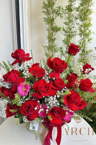 Giỏ Hoa Hồng Đỏ Đẹp A0027