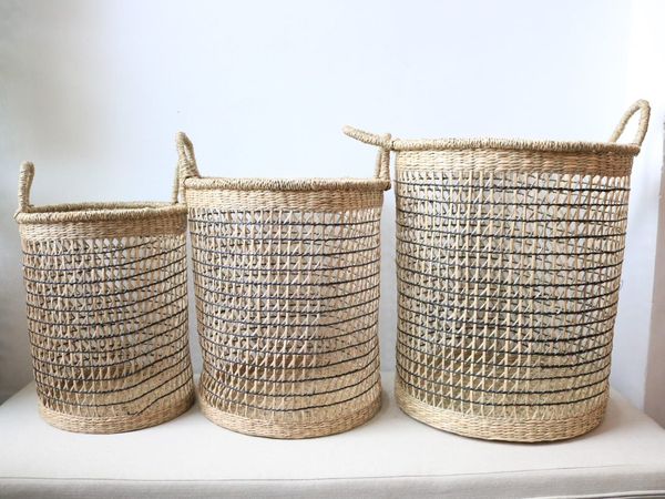  Lafos HandiCraft- Seagrass laundry basket set of 3 