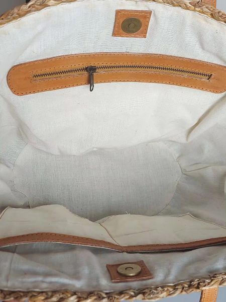  Lafos HandiCraft-Seagrass Leather Women's Handmade Tote-Bag 