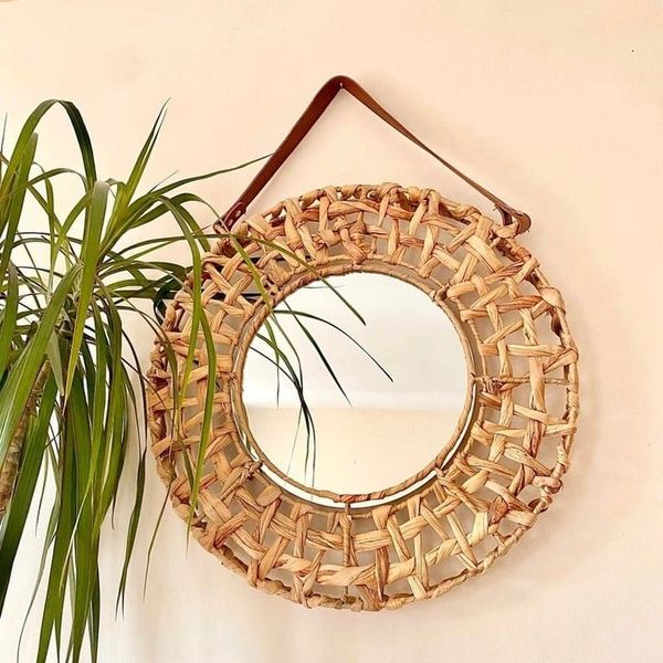  Lafos HandiCraft- Decorative mirrors water hyacinth degradable wall decoration water hyacinth mirror 