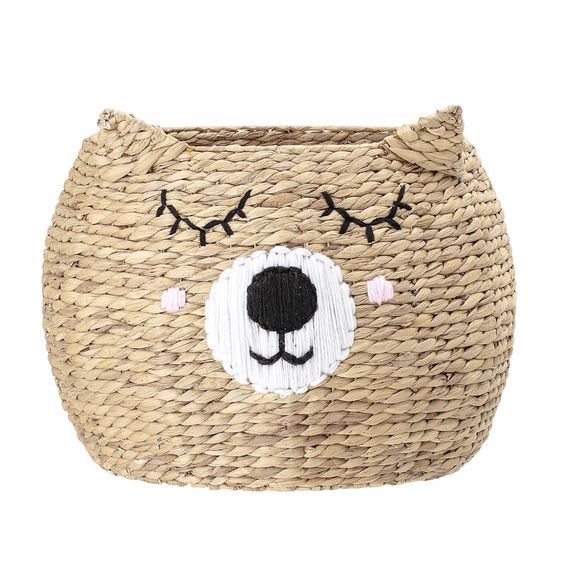  Lafos HandiCraft-Water Hyacinth Cat Face Basket-New 
