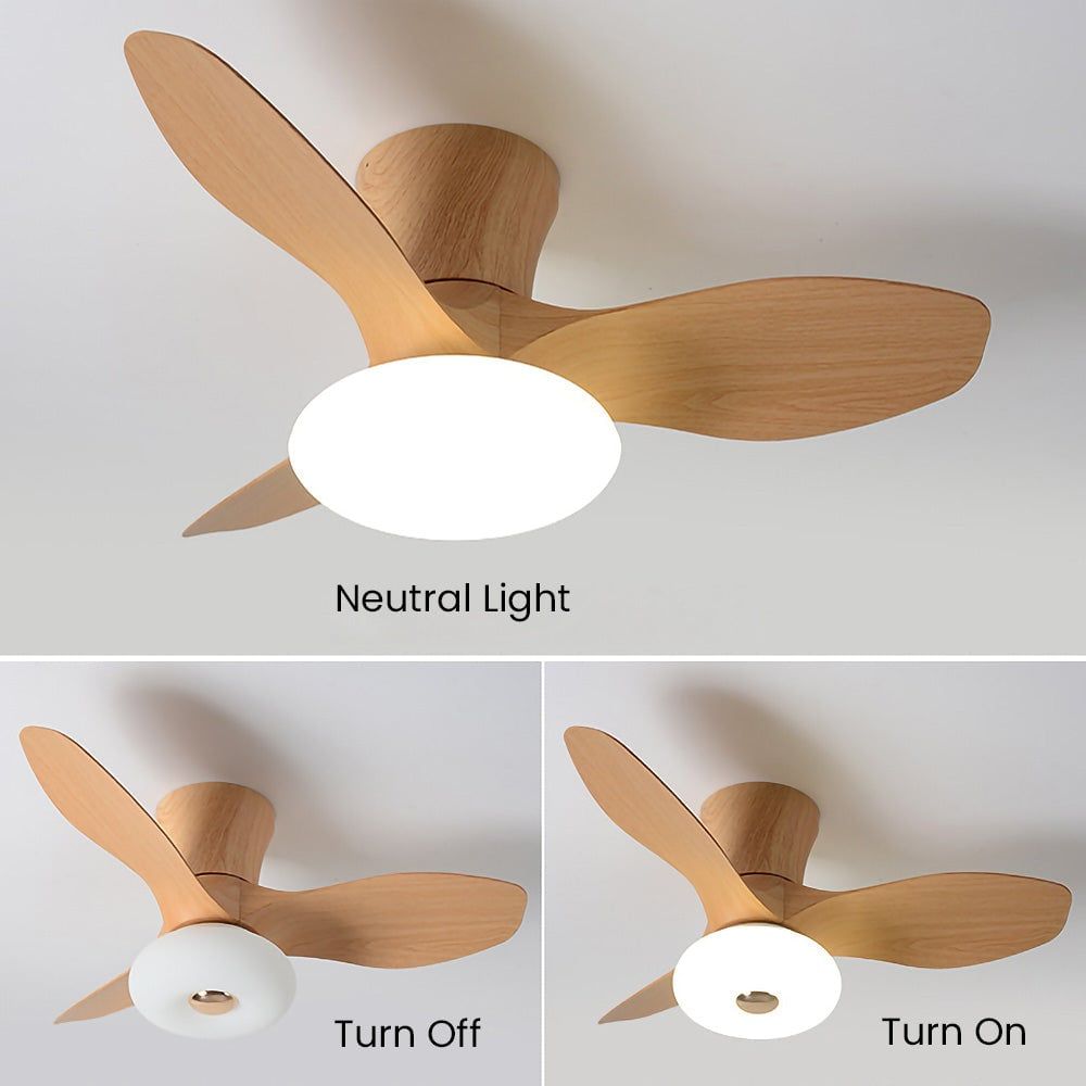  Lafos HandiCraft- Nordic Simple Stylish Bedroom Flush Ceiling Fan With LED Light Walnut-Style A-Boom Type 