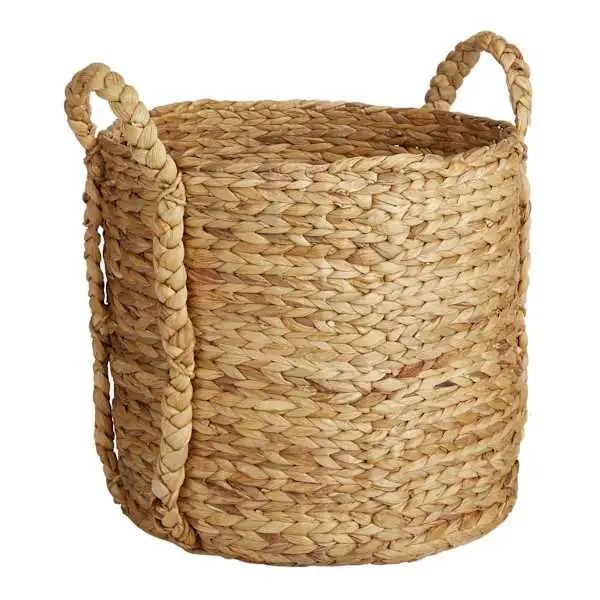  Lafos HandiCraft-Arrow Weave Round Storage Basket-Water Hyacinth 