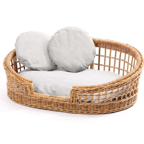  Lafos HandiCraft-Manufacturing High Quality Natural Rattan Pet Bed With Soft-Pet Nest 