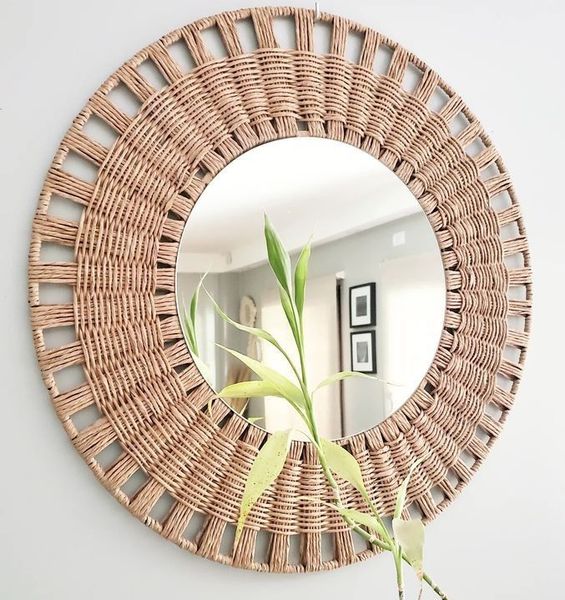 Lafos HandiCraft- Round wall mounted mirror Decor-Home Funiture-DIY Rattan Mirror 