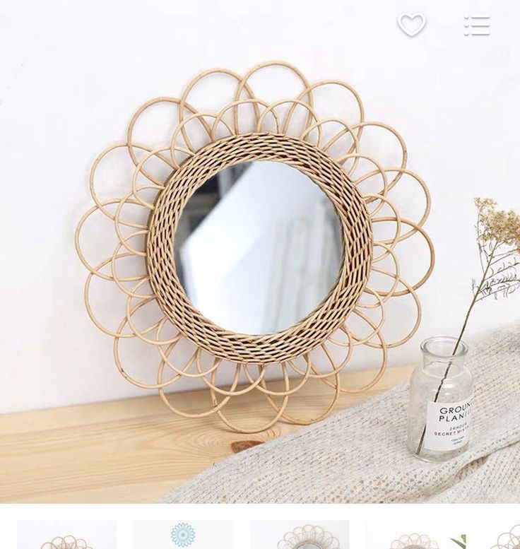  Lafos HandiCraft-Wall Mirror Rattan Mirror - Mirror Wall Decor - Wall Mirrors Decorative 