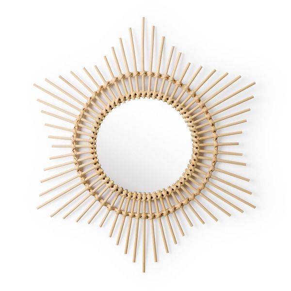  Lafos HandiCraft-Newest Design 100% Eco-friendly Rattan Mirror Wall Hanging Home Hotel Decoration 