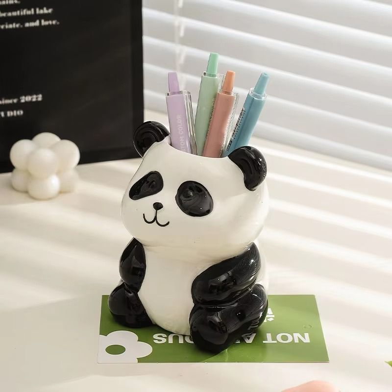  Creative Panda Shape Ceramic Pen Holder Desktop-Ceramic Table Decoration 