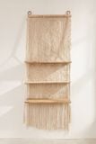  Lafos HandiCraft-Macrame Triple wooden shelf wall hanging decorate tapestry 