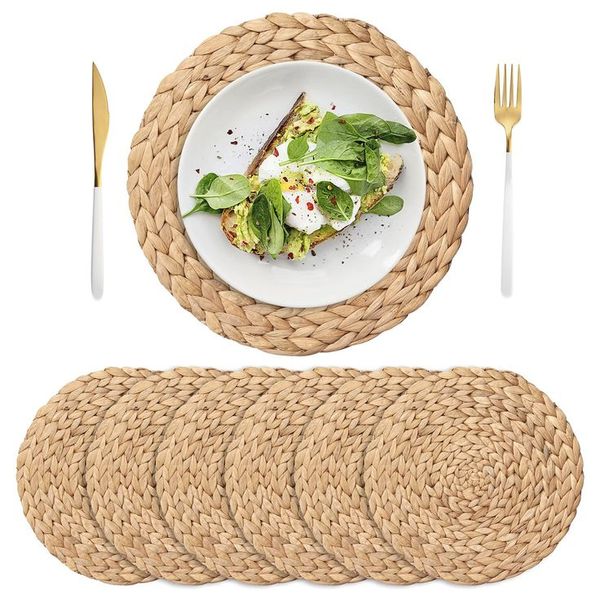  Lafos HandiCraft- Natural Hand-Woven Water Hyacinth Placemats-Household Basket 