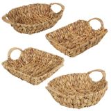  Lafos HandiCraft-Set of 4 Assorted Hyacinth Handled Baskets-Household Baskets 