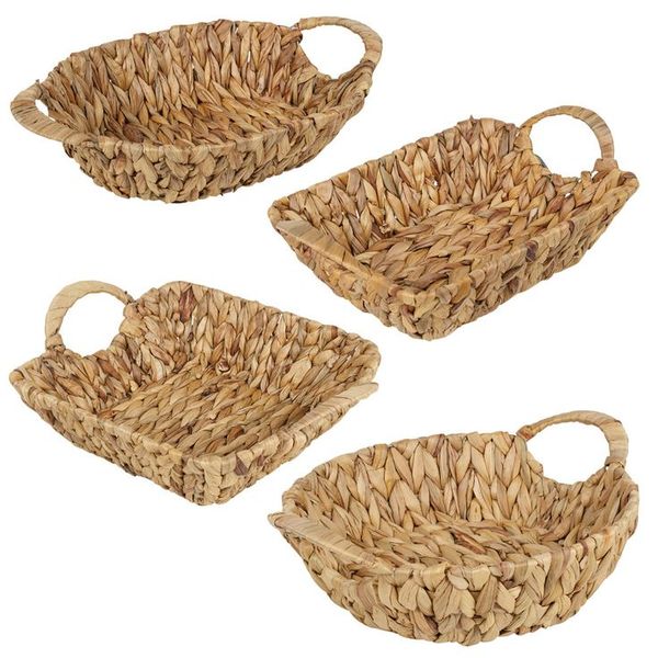  Lafos HandiCraft-Set of 4 Assorted Hyacinth Handled Baskets-Household Baskets 