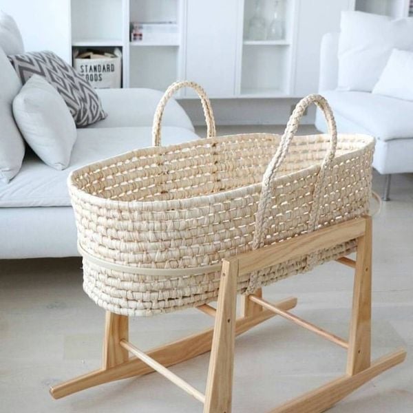  Lafos HandiCraft- Baby Basket-Rattan Baby Bassinett 