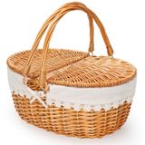  Lafos HandiCraft-Wicker Picnic Basket with Removable Liner, Empty Picnic Baskets with Lid 
