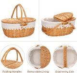  Lafos HandiCraft-Wicker Picnic Basket with Removable Liner, Empty Picnic Baskets with Lid 