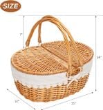  Lafos HandiCraft-Wicker Picnic Basket with Removable Liner, Empty Picnic Baskets with Lid 