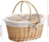  Lafos HandiCraft-Wicker Picnic Basket With Rattan Liner And Handle 