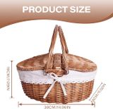  Lafos HandiCraft-Picnic Baskets Wicker Picnic Basket with Rattan Linner Portable Woven Willow Basket with Lid ＆ Handle 
