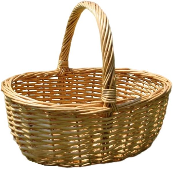  Lafos HandiCraft-Oval Picnic Basket, Rattan Picnic Basket with Handle 