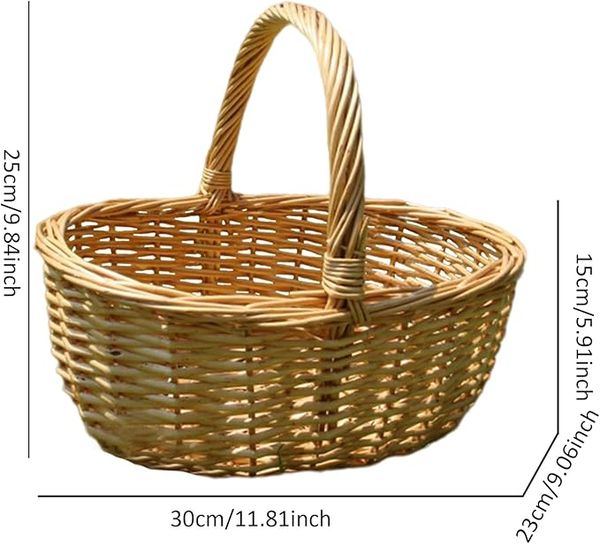  Lafos HandiCraft-Oval Picnic Basket, Rattan Picnic Basket with Handle 