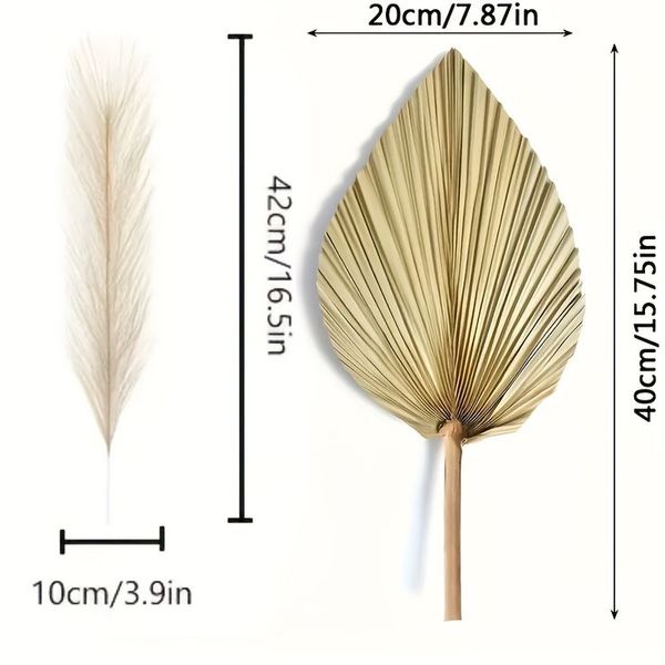  Lafos HandiCraft- 3pcs Artificial Dry Palm Leaves - Flowers Wall Decor Plant-Fan decor 