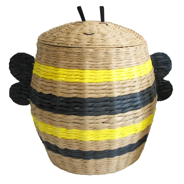  Lafos HandiCraft- Water Hyacinth-Bee Laundry Hamper 