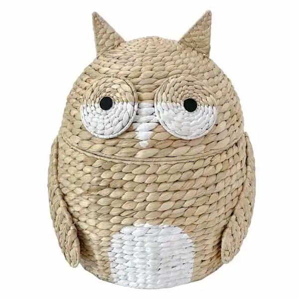  Lafos HandiCraft-Water Hyacinth Laundry Hamper Owl 