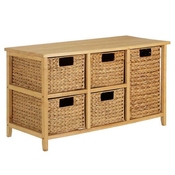  Lafos HandiCraft-Storage Cabinet with Removable Water Hyacinth Woven Basket 