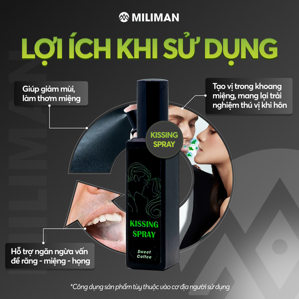  Xịt Thơm Miệng Kissing Spray MILIMAN 20ML - Khử Mùi, Thơm Miệng, Hỗ Trợ Ngăn Ngừa Bệnh Miệng Họng 