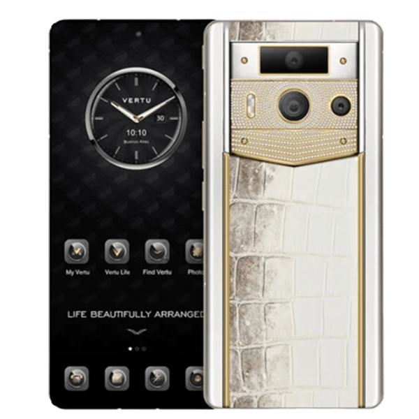 METAVERTU 2 MAX Generation Luxury Custom Made Gold Plain Weave with Diamond Himalaya Alligator White