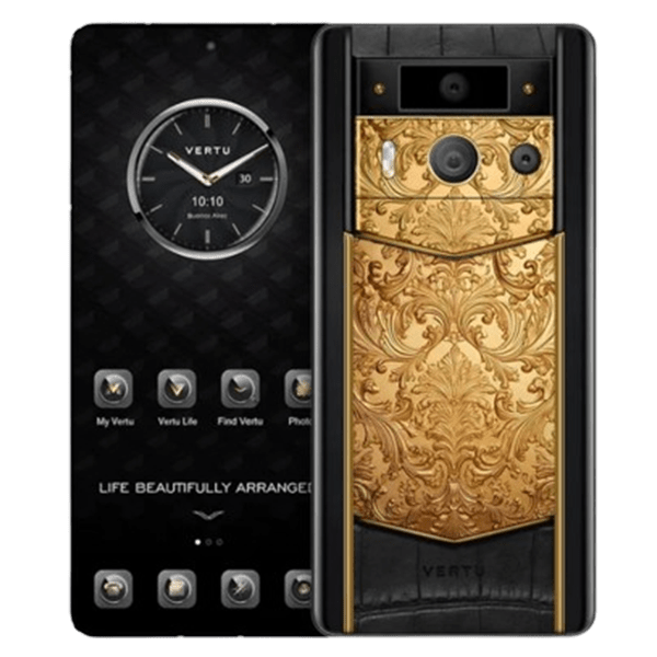 METAVERTU 2 MAX Generation Custom Golden Carved Floral Decoration with Alligator Black
