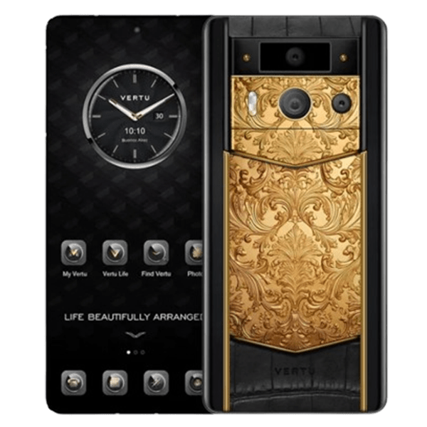  METAVERTU 2 MAX Generation Custom Golden Carved Floral Decoration with Alligator Black 
