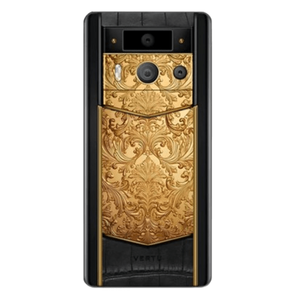  METAVERTU 2 MAX Generation Custom Golden Carved Floral Decoration with Alligator Black 