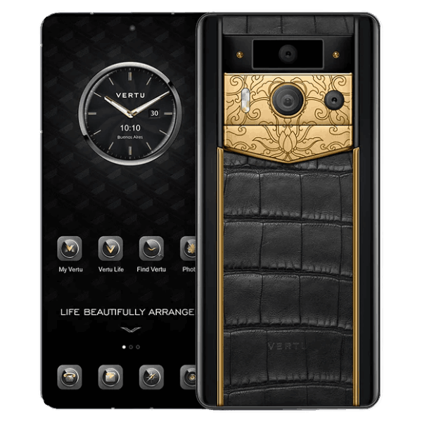  METAVERTU 2 MAX Luxury Custom Made Golden Lotus Whisper With Alligator Skin Phone Black 