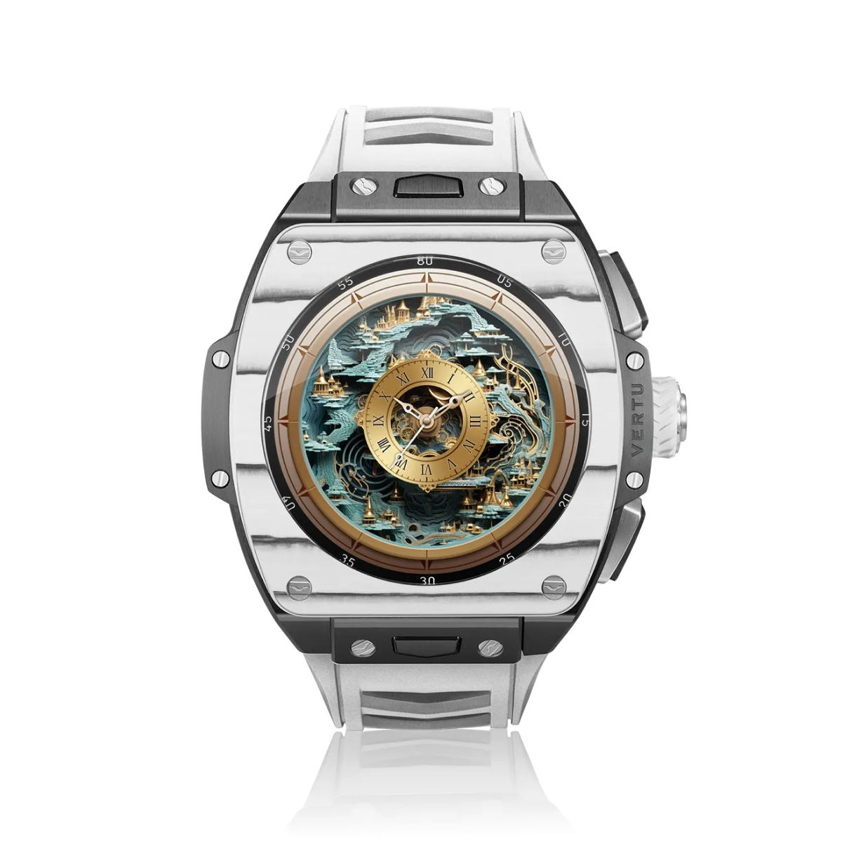 VERTU Watch S1 Finished Set Black and White Carbon Fiber White Strap