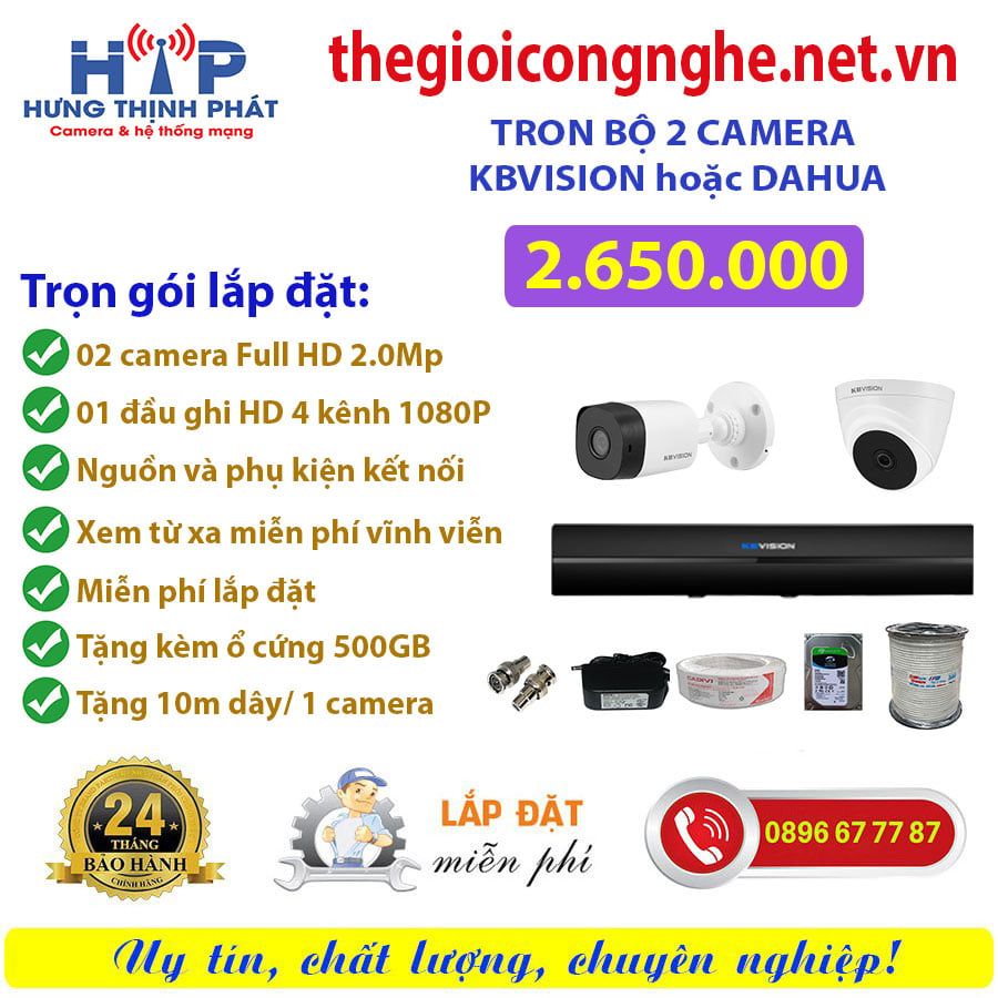  Bộ 2 Camera Full HD Kbvision 