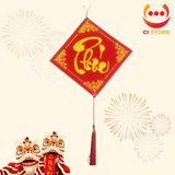  KHÁNH VUÔNG CHỮ THƯ PHÁP NHUNG ĐỎ TRANG TRÍ TẾT 