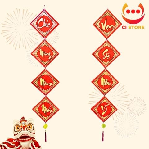 ĐÔI CÂU ĐỐI KHÁNH VUÔNG TRANG TRÍ TẾT VẢI NHUNG HÀNG CAO CẤP ĐỦ SIZE 