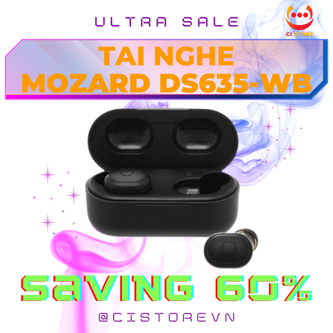  TAI NGHE BLUETOOTH TRUE WIRELESS MOZARD DS635-WB ĐEN 