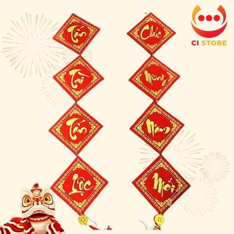  ĐÔI CÂU ĐỐI KHÁNH VUÔNG TRANG TRÍ TẾT VẢI NHUNG HÀNG CAO CẤP ĐỦ SIZE 