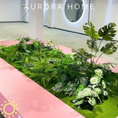 Set tiểu cảnh cây giả bồn hoa trang trí phòng tập gym