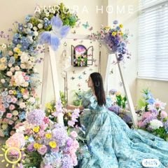 Tiểu hoa giả trang trí xích đu theo yêu cầu