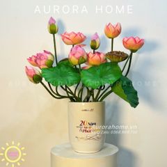 Bình hoa sen giả tông hồng mềm mại